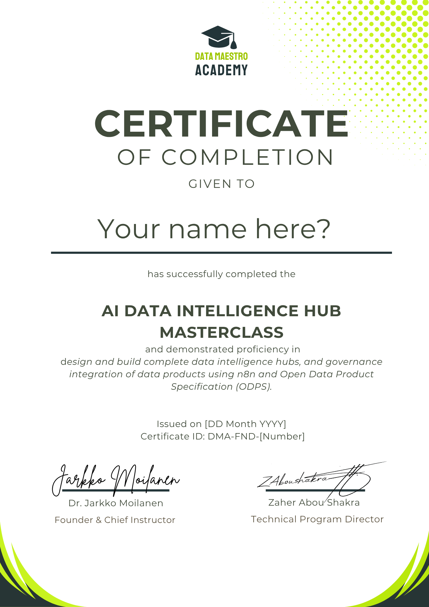 Certificate of Completion